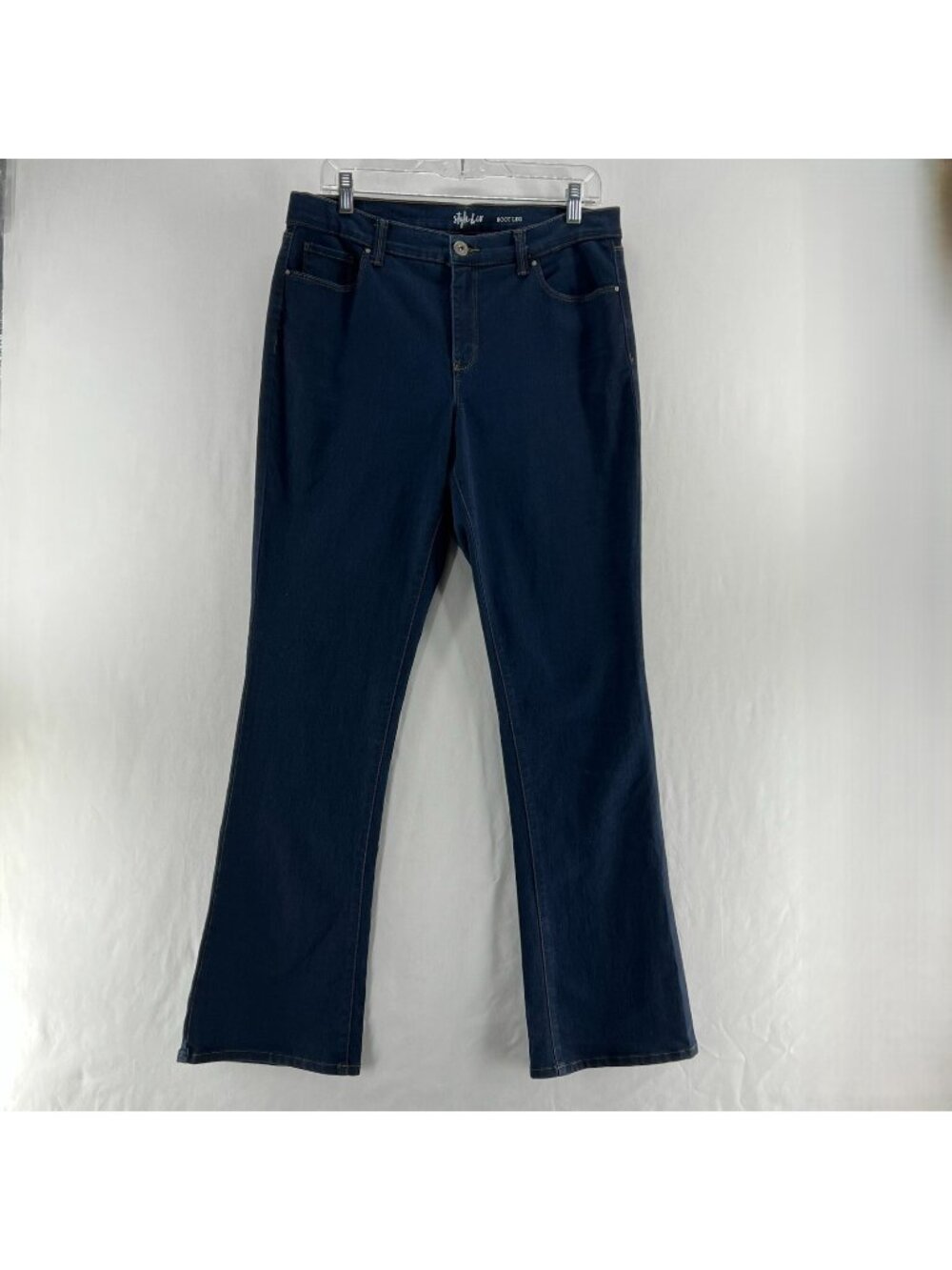Style & Co Bootcut Jeans Womens 12 Stretch Denim Flare Mid Rise Dark Indigo Wash